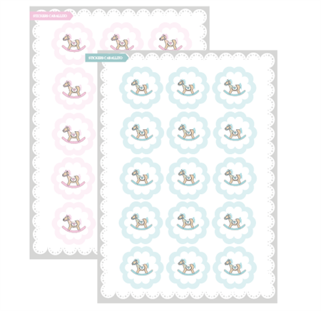 Stickers plancha Baby Horse (celeste/rosa) 15s 1u